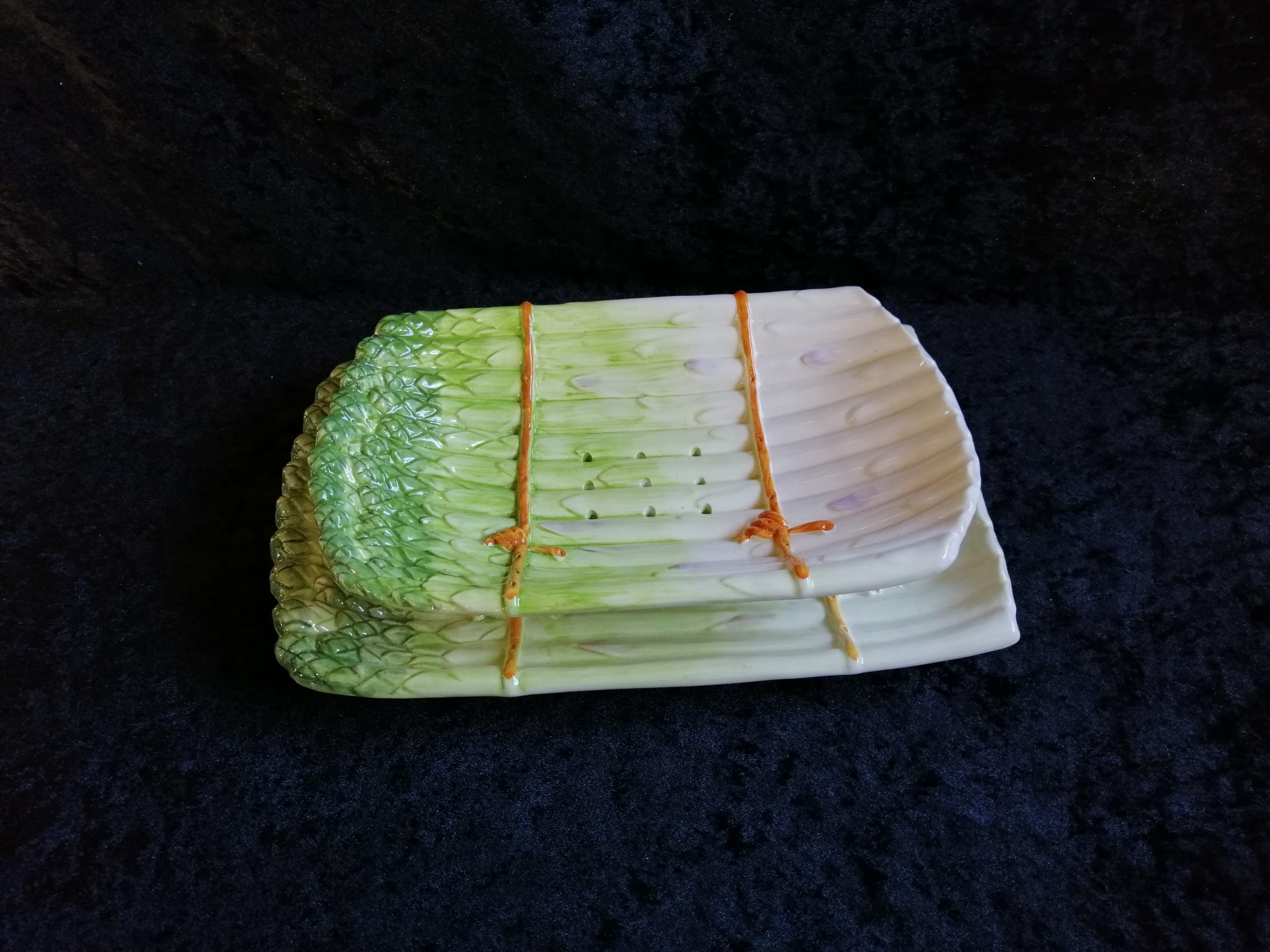 Schaal + onderschaal asperge groen 32cm