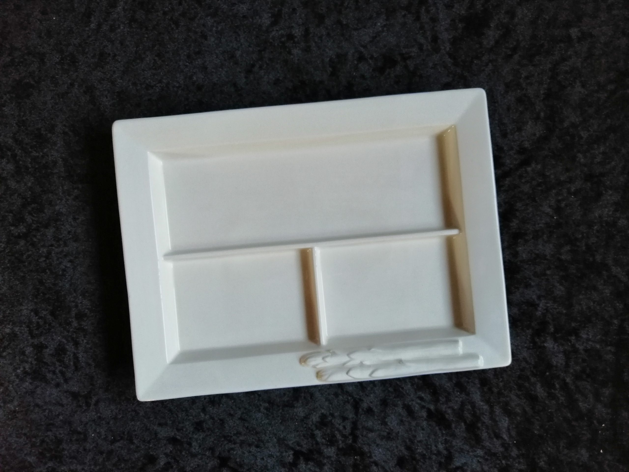 Aspergebord 3-vaks rechthoek wit 21,5x28,5x2,5cm